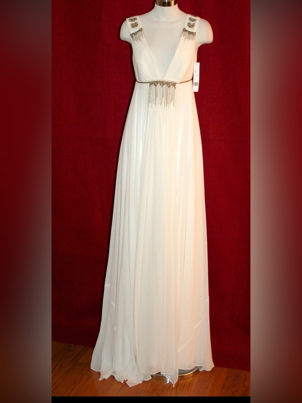 NICOLE MILLER EMPIRE WAIST GEORGETTE DRAPED DRESS Sz 10 $1900 IM0004